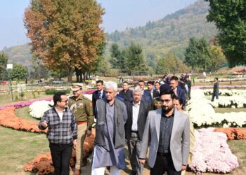 LG Sinha visits Chrysanthemum theme garden in Srinagar