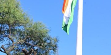LG Sinha unveils 108-foot-high mast national flag at Akhnoor
