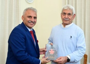 LG presented book “Kashmir in the Line of Fire” by Maj Gen Ranjan Mahajan