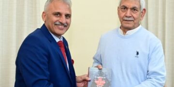 LG presented book “Kashmir in the Line of Fire” by Maj Gen Ranjan Mahajan
