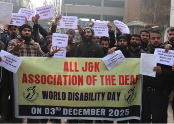 J&K Handicapped Association protests in Srinagar, seeks increased pension, jobs