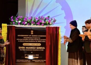 LG lays foundation stone for construction of 320 houses for flood-hit families in Reasi