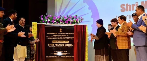 LG lays foundation stone for construction of 320 houses for flood-hit families in Reasi