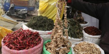 As Chillai Kalan, the coldest 40-day period, knocks at Kashmir’s doors, vendors in Srinagar sell traditional dry organic vegetables