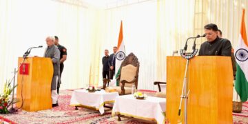 LG Sinha administers oath to Shantmanu as J&K State Election Commissioner