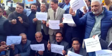 NC stages protest outside J&K Assembly, demands restoration of Statehood