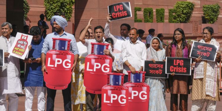 LPG crisis: Opposition MPs protest in Parliament complex, question PM’s absence from House