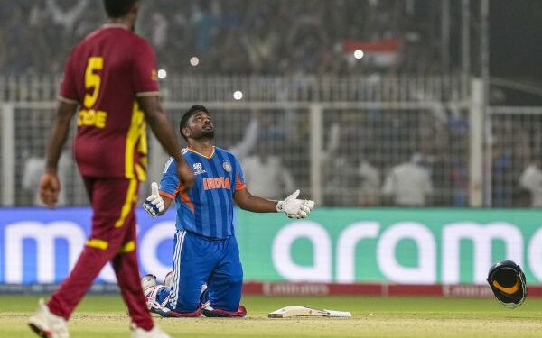 Sanju’s 97 not out under Eden pressure seals India’s semifinal berth, down WI by five wickets