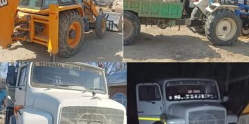 Police seize 4 vehicles in Shopian crackdown on illegal mining; 2 FIRs registered