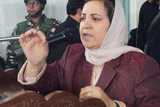 Sakeena Itoo felicitates 12th class meritorious students at GDC Kulgam