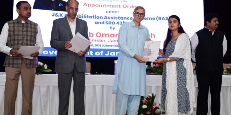    CM Omar Abdullah hands over job letters to 124 RAS beneficiaries in Jammu