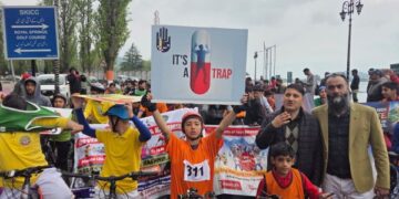 Nasha Mukt J&K Abhiyan: DYSSO Srinagar conducts Cyclothon from SKICC to Nishat