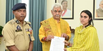 LG hands over job letter to slain police officer’s wife in Jammu