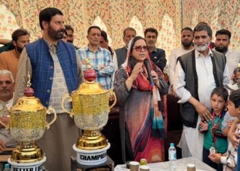 Sakeena Itoo inaugurates Shaheed Wali Mohammad Itoo Memorial Cricket Tournament at DH Pora Kulgam
