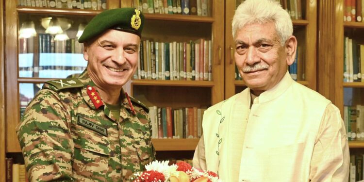 Lt Gen Rajiv Ghai calls on LG Sinha