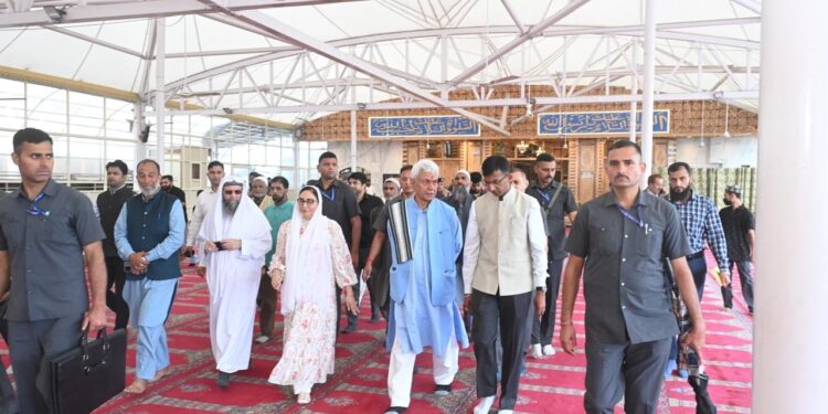 LG reviews preparations for Eid ul-Azha at Hazratbal Shrine