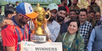 Sakeena Itoo attends Shaheed Wali Mohammad Itoo Cricket Tournament finale in Kulgam