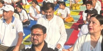 Satish Sharma attends Yoga Day celebrations, calls yoga a path to a healthy and progressive society