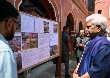 LG inspects damage to ancient temple inside Mubarak Mandi heritage complex in Jammu