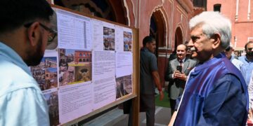 LG inspects damage to ancient temple inside Mubarak Mandi heritage complex in Jammu