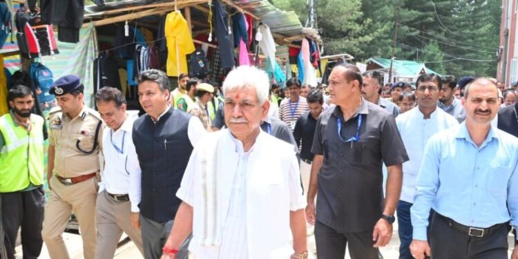 Amarnath Yatra: LG inspects facilities for pilgrims at Nunwan Base Camp