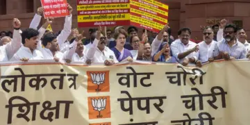 Oppn protests in Parliament complex against police action on students, demands Shah’s apology