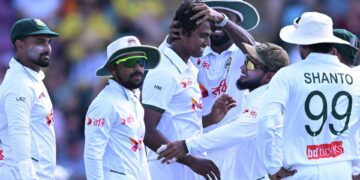 Hasan takes 6-55 as Australia dismissed for 198 by Bangladesh to start test series