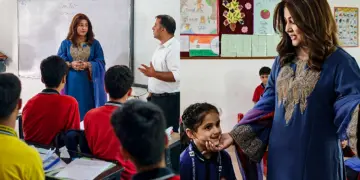 Hina Khan visits school in Uri, asks students to stay focused on their dreams