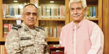Air Marshal Sandeep Thareja calls on LG Manoj Sinha