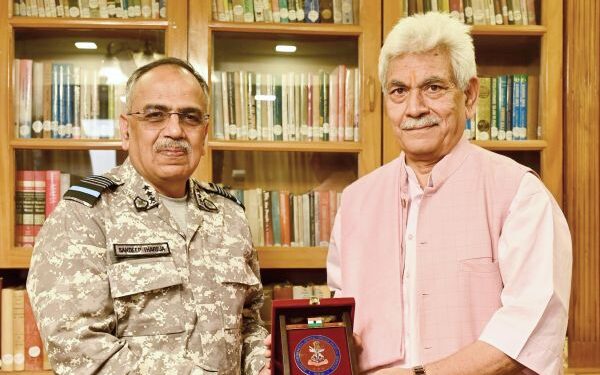 Air Marshal Sandeep Thareja calls on LG Manoj Sinha