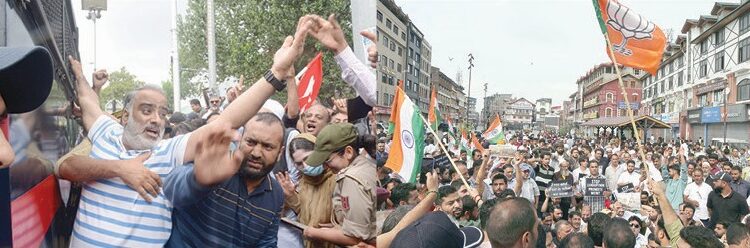 NC, BJP hit streets to protest against each other