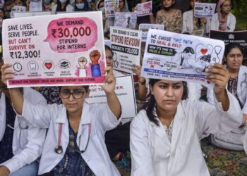 White Coats on Streets: J&K medical interns protest pending stipend hike