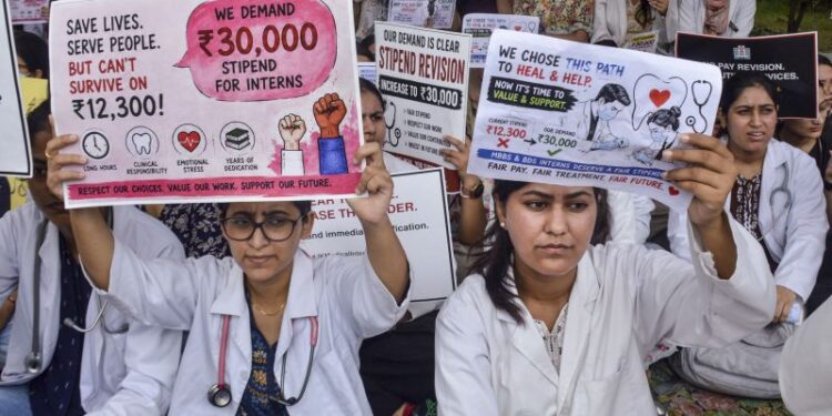 White Coats on Streets: J&K medical interns protest pending stipend hike