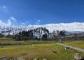 Mount Affarwat in Gulmarg wears a fresh coat of snow on Thursday, October 15, offering a breathtaking view of the Kashmir Himalayas.
