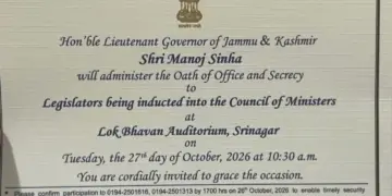 J&K cabinet expansion on October 27, oath ceremony at 10:30 am
