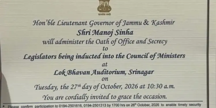 J&K cabinet expansion on October 27, oath ceremony at 10:30 am